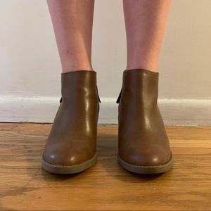 Brown faux leather booties
